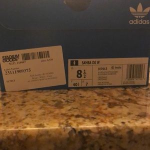 Adidas OG Samba. Beige, white, and gum.